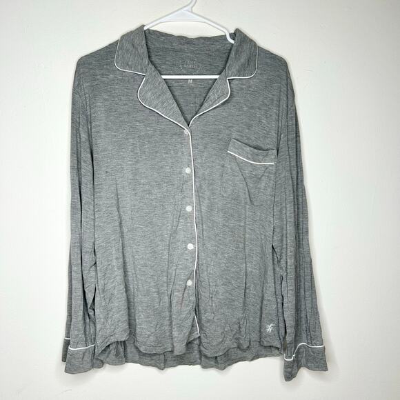 Cozy Earth Stretch-Knit Long Sleeve Pajama Top Gray - Picture 2 of 5